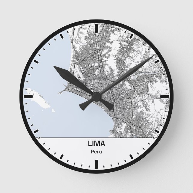 Lima Clock City Line Art Rund Klocka (Framsida)