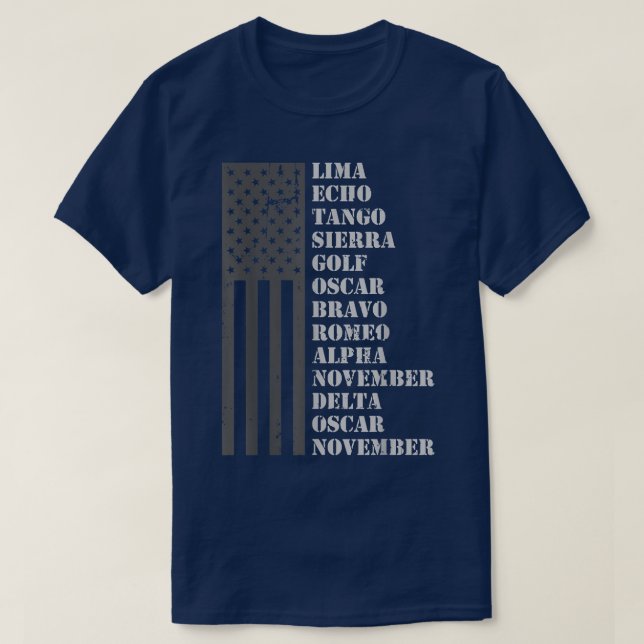 Lima Echo Tango Sierra Golf Flag America  T Shirt (Design framsida)