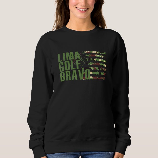 Lima Golf Bravo American Flagga Camouflage T Shirt (Framsida)