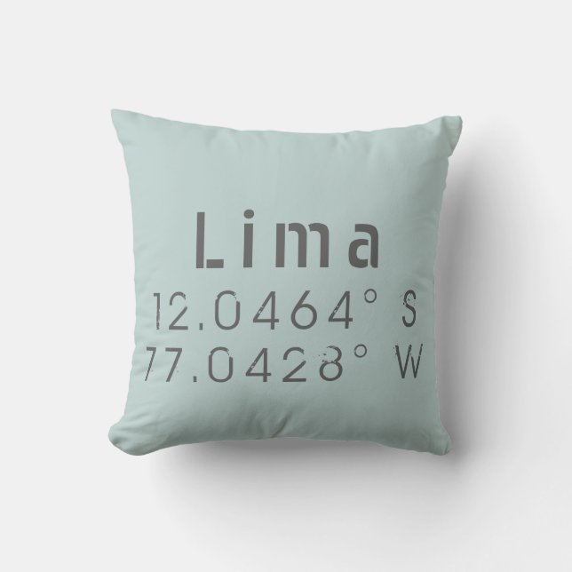 Lima Latitude Longitud Kudde (Framsida)