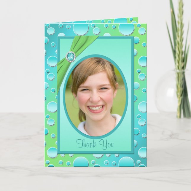 Lima och Aqua Polka - tack för ditt kort med foto (Framsida)