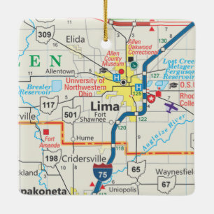 Lima Ohio Karta Julgransprydnad Keramik