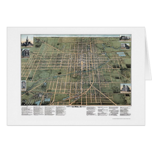 Lima panorama- karta för OH - 1892 Hälsningskort (Framsidan Horizontal)