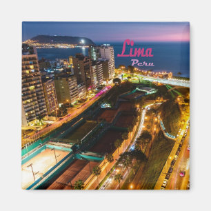 Lima Peru Capital Pacific Kusten City Ljus Night Magnet