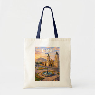 Lima Peru Illustration Resa Konst Vintage Tygkasse