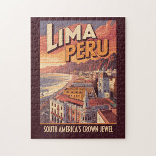 Lima Peru kust illustration resekonst vintage Pussel