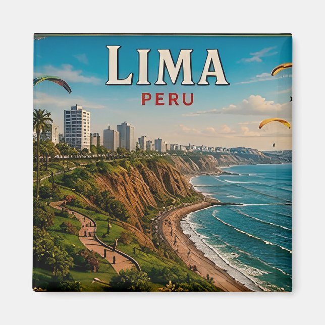 🧲 Lima Peru Resa Souvenir för Semester Minnen Magnet (Framsidan)