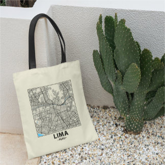 Lima, Peru, Stadskarta Totebag Tygkasse