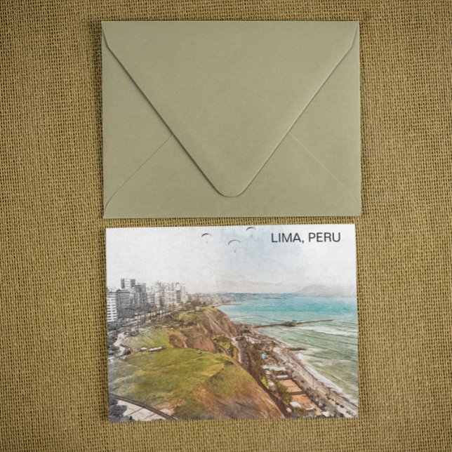 Lima Peru Stilla havsytan Vykort (peru lima ocean view city postcard)