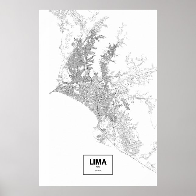 Lima, Peru (svart på vitt) Poster (Framsidan)