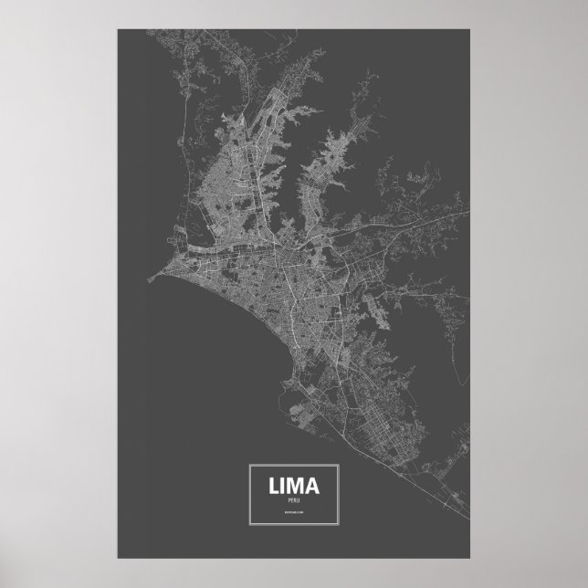 Lima, Peru (vit på svart) Poster (Framsidan)