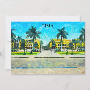 Lima Peru Watercolor Oil Paint Vintage resor Inbjudningar