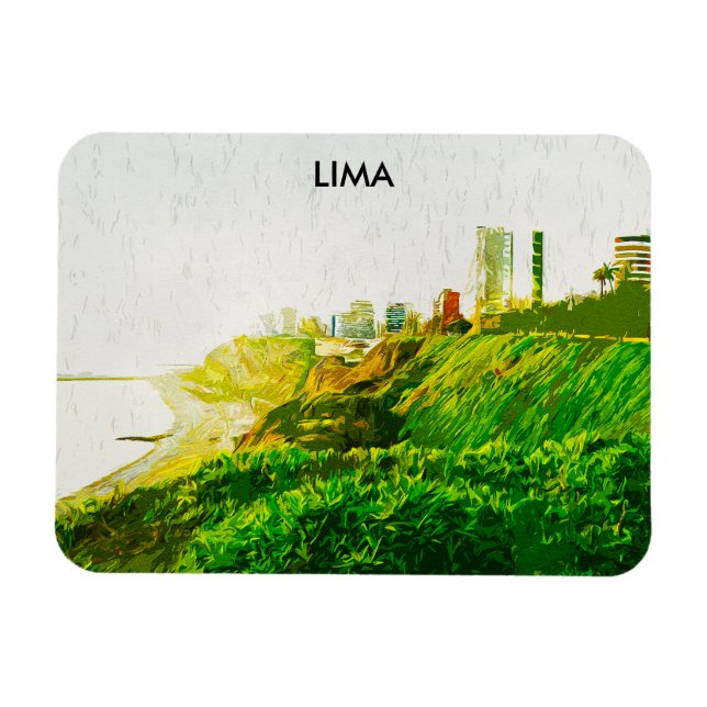 Lima Peru Watercolor Panorama View Magnet (Horisontell)