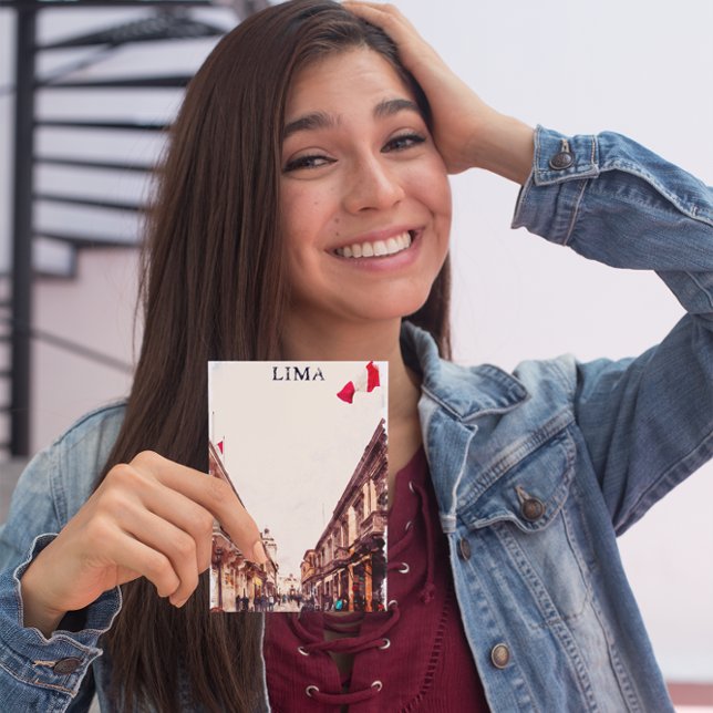 Lima Perus arkitektur Travel Vykort (lima peru city view flag postcard)