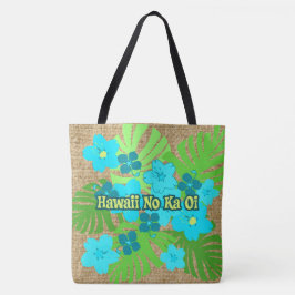 Limahuli Garden Hawaiian Blommigt Beach Bag-Turq Tygkasse