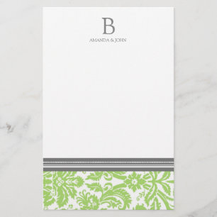 Limask Damask Wedding Monogram Stationery Brevpapper