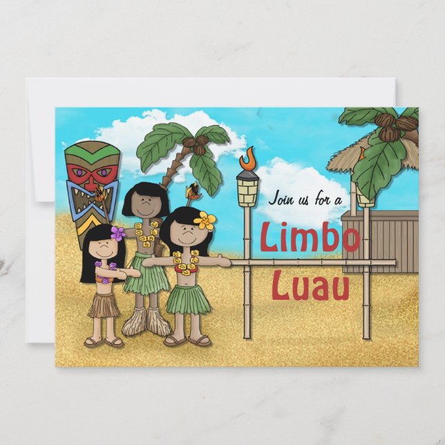 Limbo Luau Födelsedagsfest Inbjudningar (Framsida)