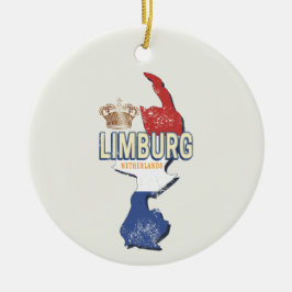 Limburg Nederländska Karta-Vintagen Souvenir Julgransprydnad Keramik