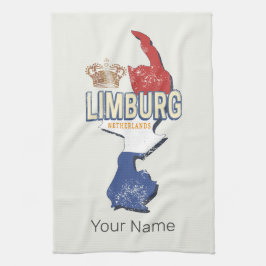 Limburg Nederländska Karta-Vintagen Souvenir Kökshandduk