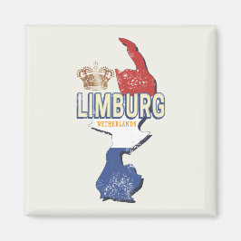 Limburg Nederländska Karta-Vintagen Souvenir Magnet