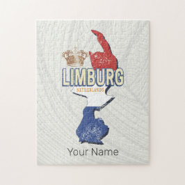 Limburg Nederländska Karta-Vintagen Souvenir Pussel