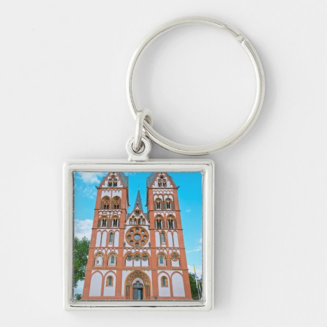 Limburgs domkyrka fyrkantig silverfärgad nyckelring (Framsidan)