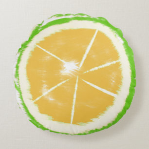 Lime Abstrakt Citrus Tie Dye Design Rund Kudde
