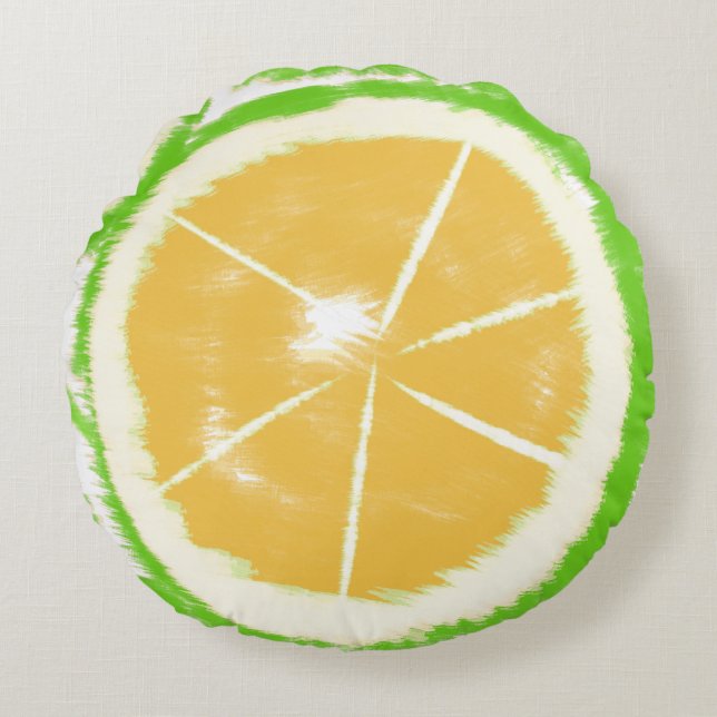 Lime Abstrakt Citrus Tie Dye Design Rund Kudde (Framsidan)