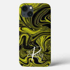 Lime Agate Marble Abstrakt Namn Monogram Namn