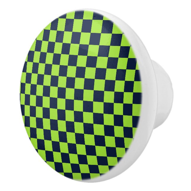 Lime and navy checkerboard pattern knopp (Höger)