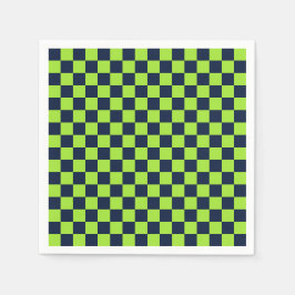 Lime and navy checkerboard pattern pappersservett