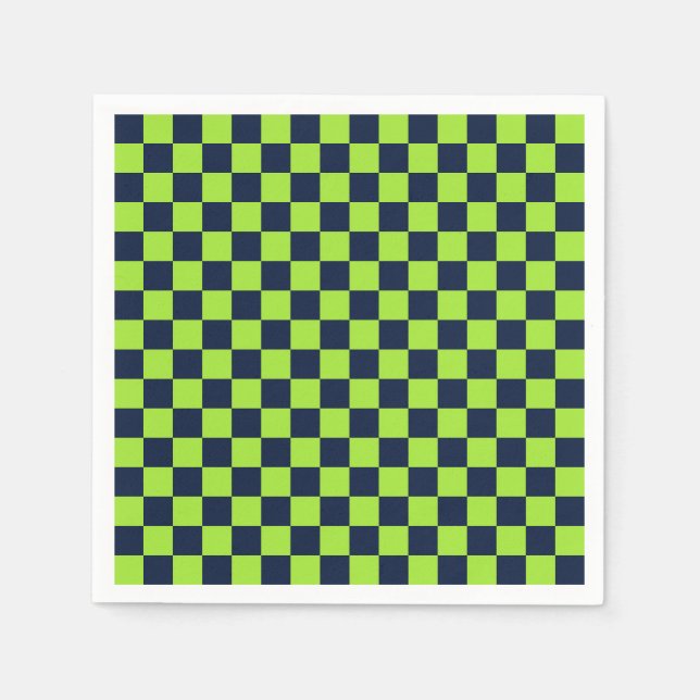 Lime and navy checkerboard pattern pappersservett (Framsidan)