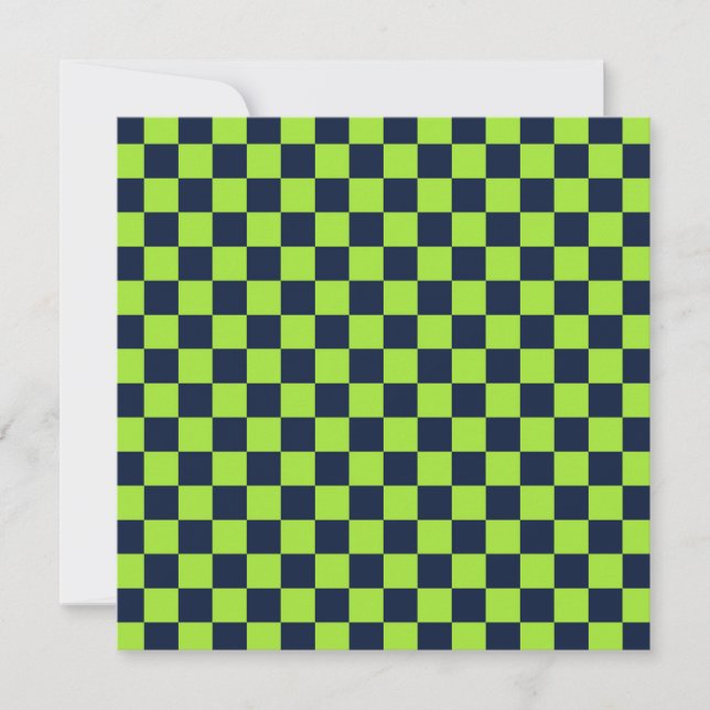 Lime and navy checkerboard pattern tack kort (Framsida)