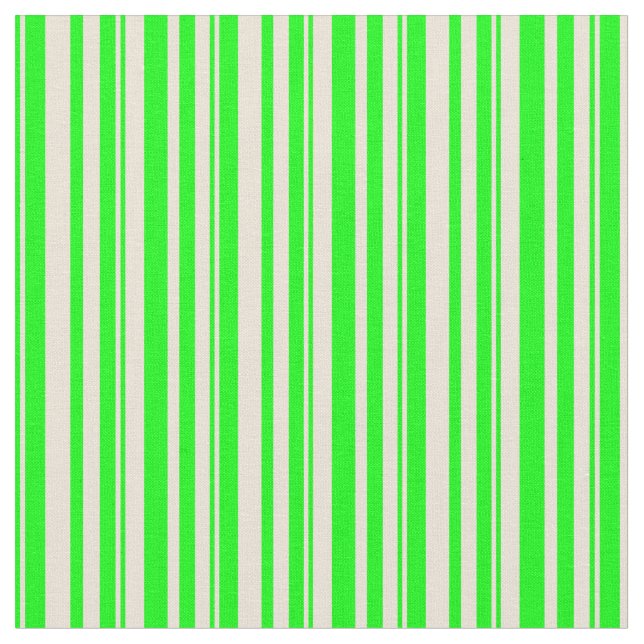 Lime & Bisque Färgad Linjer Tyg (Närbild)