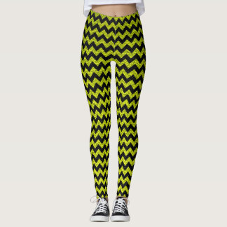 Lime Black Chevron Modern Leather Leggings