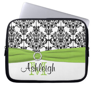 Lime Black White med FAUX Ribbon Laptop sleeve