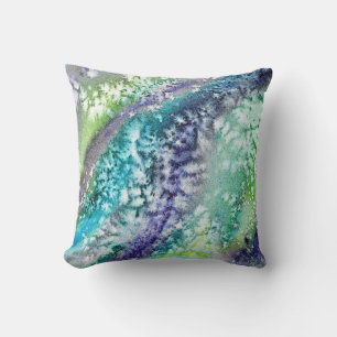 Lime Blue Ice Abstract Design Kudde