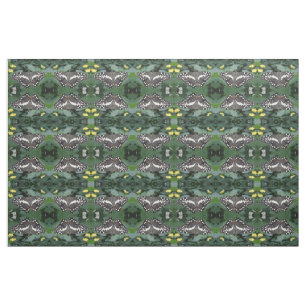 Lime Butterfly och Flowers Patterned Animal Fabric Tyg