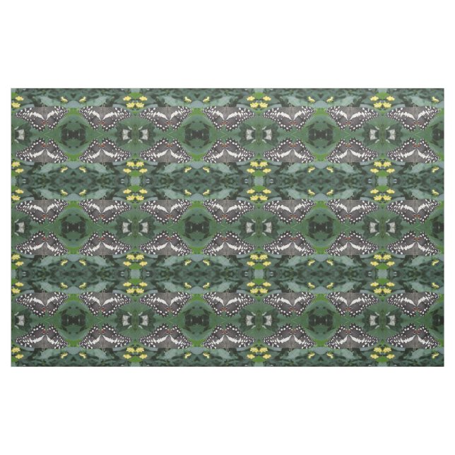 Lime Butterfly och Flowers Patterned Animal Fabric Tyg (Fat Quarter)