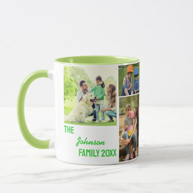 Lime Calligraphy Familjefotocollage Mugg (Vänster)