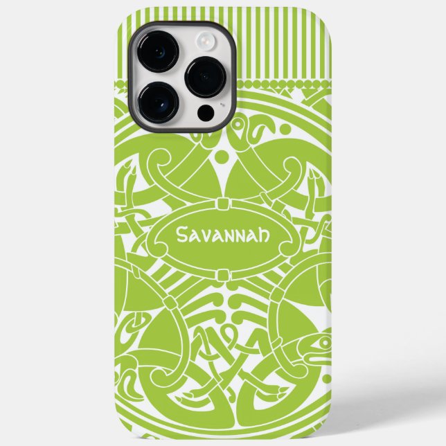 Lime Celtic Bird Circle Personlig iPhone (Baksida)
