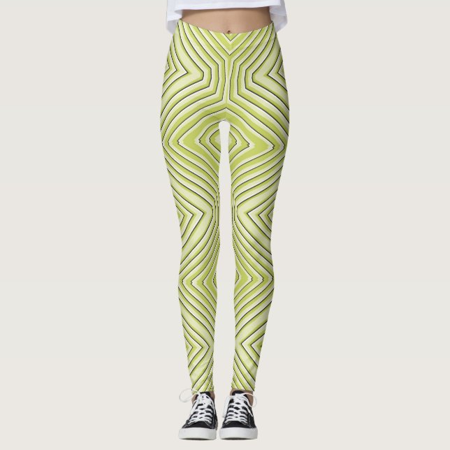 Lime chavron zigzag "Ratti_Kreativ_Arts" Leggings (Framsida)