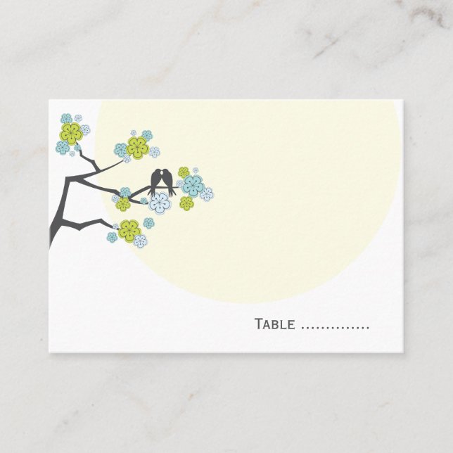 Lime Cherry Blommars Love Bird Bröllop Place Card Placeringskort (Framsida)