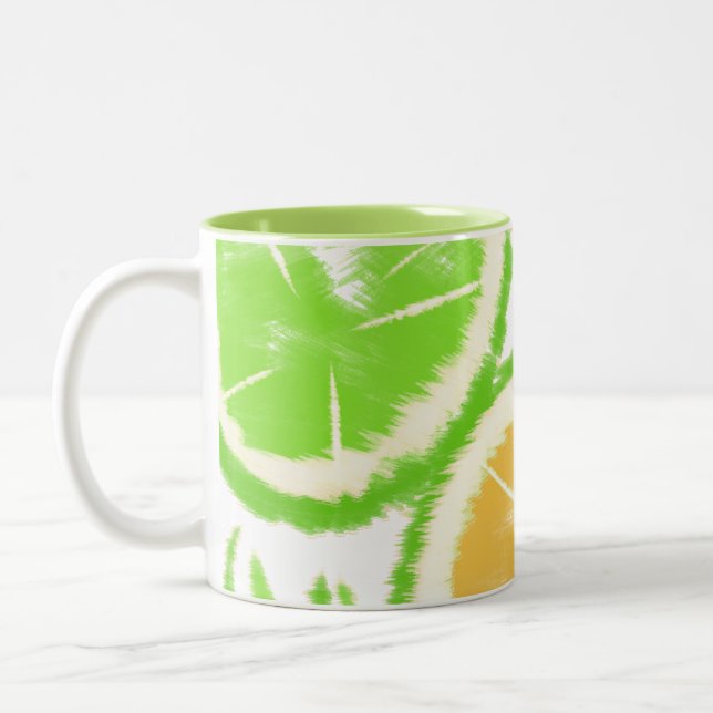 Lime Citron Abstrakt Pop Tie Dye Två-Tonad Mugg (Vänster)