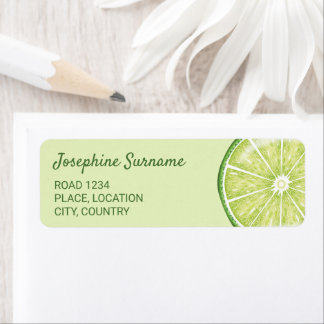 Lime Citrus Frukt Illustration Med Anpassad Text Returadress Etikett