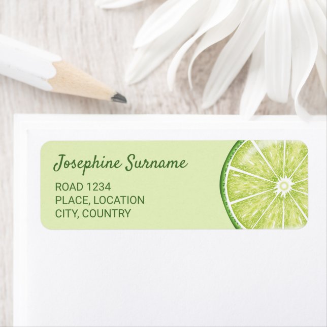 Lime Citrus Frukt Illustration Med Anpassad Text Returadress Etikett (Insitu)