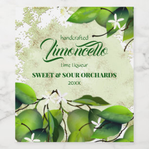 Lime Citrusfrukt Lemoncello Vinflaska Etikett