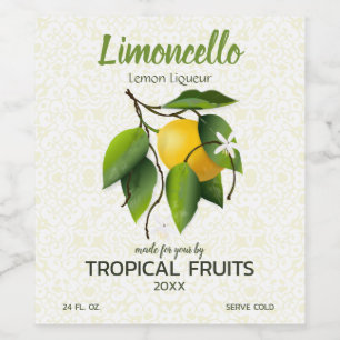 Lime Citrusfrukt Limoncello Vinflaska Etikett