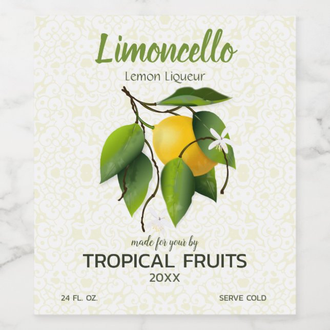 Lime Citrusfrukt | Limoncello Vinflaska Etikett (Singel etikett)
