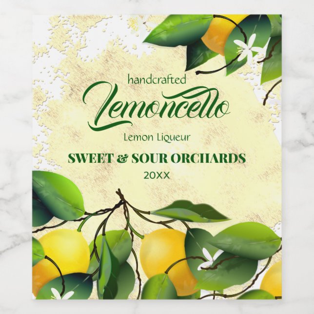 Lime Citrusfrukt Limoncello Vinflaska Etikett (Singel etikett)